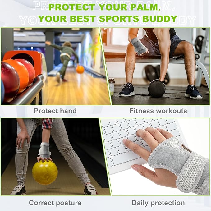 Shappy Bowling Wrist Support Brace with Thumb Spica Splint Right Hand Breathable Wrist Gloves Splint with Removable Aluminum Plate for Women Tendonitis Arthritis Sprains(Gray)