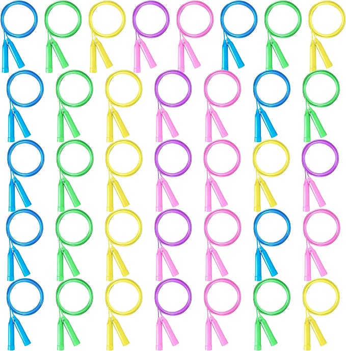 36 Pack Kids Jump Rope, 6.56FT Lightweight PVC Skipping Ropes for Kids | Tangle-Free Jump Rope, Flexible Plastic Rope, Colorful Jump Rope for Recess Games, Outdoor Play, Party Favor, Classroom Prize