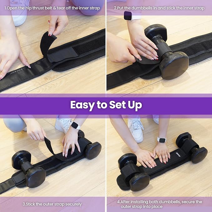 Hip Thrust Belt, Balency Hip Thrust Belt for Dumbbells Heavy, Booty Belt for Hip Thrust, Slip-Resistant Padding Hip Thrusts Belt for Gym or Home Workouts, Hip Thrust Band for Dumbbell Kettlebell Plate