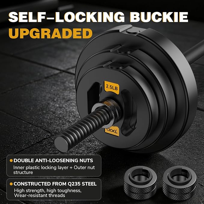 Barbell Bar Set - 45 LB Adjustable Weights-Lifting Standard Straight Bars | Olympic Barbell Bar for Bench Press/Hip Thrusts/Squats/Lunges/Muscle Building Fitness for Gym and Home Strength Training