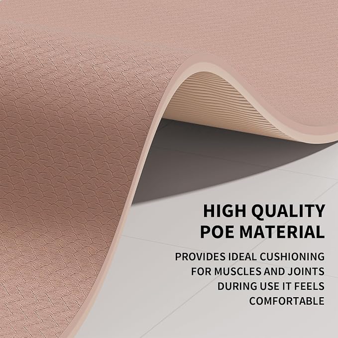 8mm & 10mm Thick Large Yoga Mat (6'x 4') - Extra Long and Wide Workout Mat for Men and Women, Non-Slip POE Fitness Mat, Eco-Friendly Exercise Mat for Home Workouts, Ideal for Yoga and Pilates