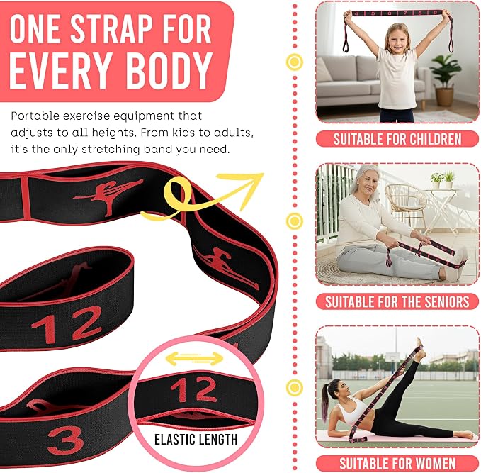 Resistance Bands, Stretch Band for Exercise, Physical Therapy, Rehab & Flexibility, Home Gym Equipment for Yoga, Pilates, Dance, Gymnastics, Number Loop Elastic Strap for Leg and Hip Stretches
