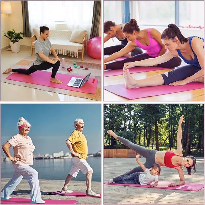 Funtery 3 mm Thin Yoga Mats Bulk, 68 x 24 Inches Lightweight PVC Exercise Mats Non Slip Workout Fitness Pads for Yoga Pilates Stretching Classes Gym Home Studio