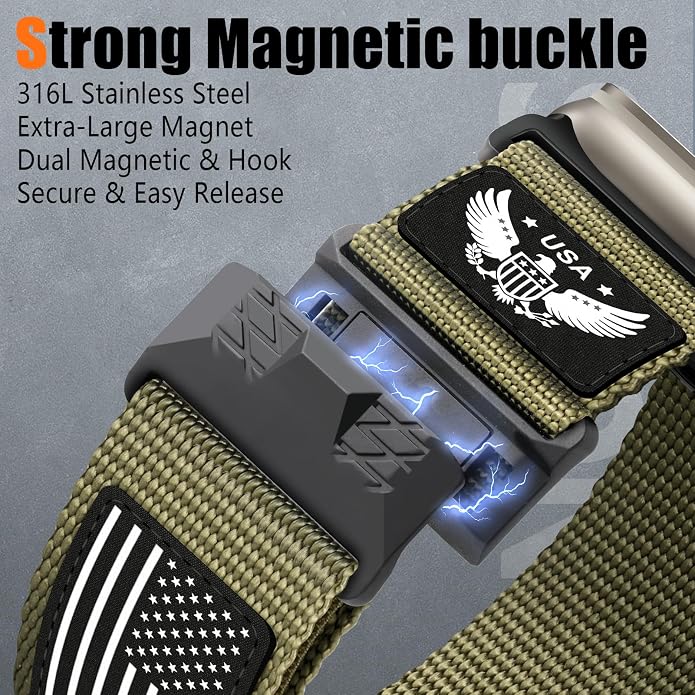 Rugged Nylon- Compatible with Apple Watch Ultra 3/ Ultra 2 Band 49mm Men,Tactical Soft Woven Stars- Stripes Flag Sport Strap for iWatch Bands 46mm 45mm 44mm 42mm Series 11 10 9 8 7 6 5 4 3 2 1 Se