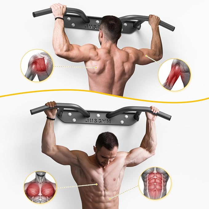 Wall Mounted Pull Up Bar with 600LBS Weight Capacity | Joist Mounted, Beam Mounted, Multifunctional Fitness Bar, Heavy Duty Chin Up Bar, Easy to Install