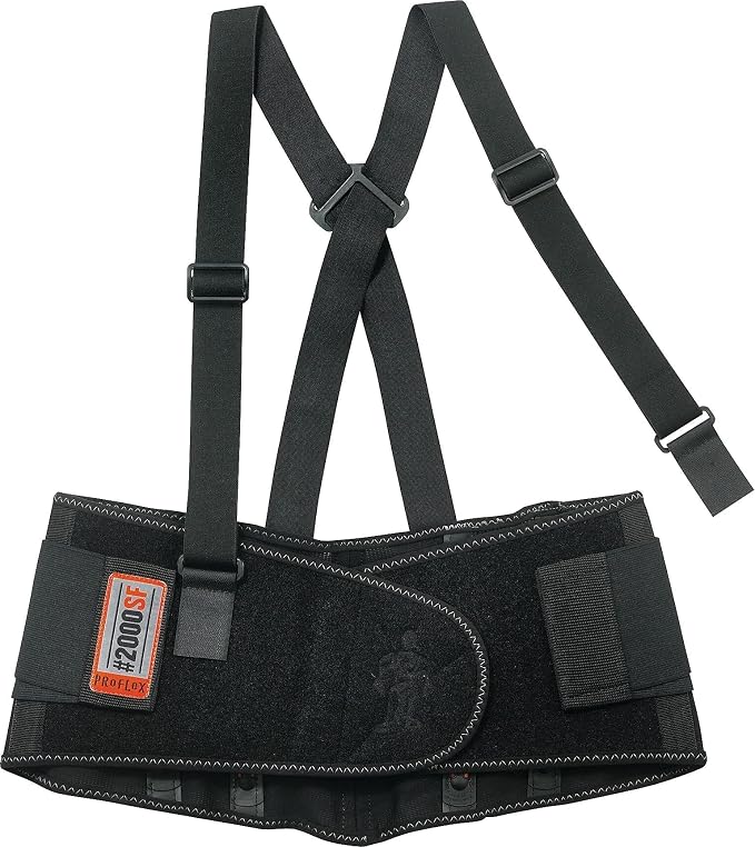 Ergodyne ProFlex 2000SF Back Support Brace, 8.5" Spandex, V-Shape Design and Patented Stays for Added Support, 3XL,Black