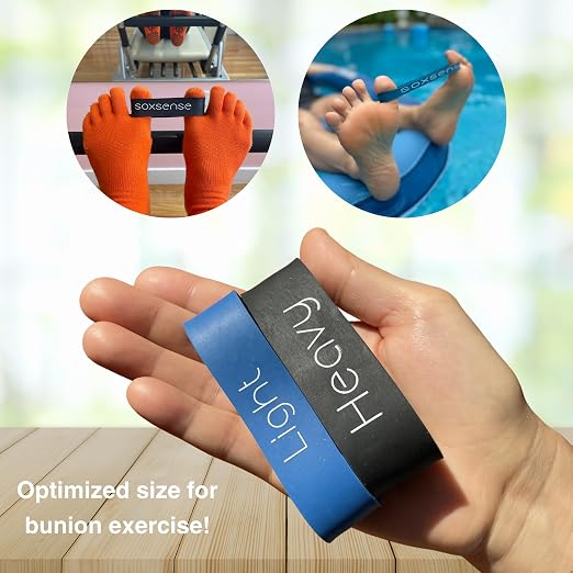 Soxsense Toe Stretcher Bands, Foot Exercise Resistance Bands, 2-Piece Set | Helps Improve Toe Mobility, Foot Strengthening Tool, Compact & Travel Friendly, Light & Heavy Resistance