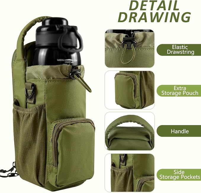 Magnetic Gym Bag for Men and Women, Magnetic Water Bottle Holder for Gym, Small Gym Bag, Gym Gifts for Women and Men (Green, <40 OZ)