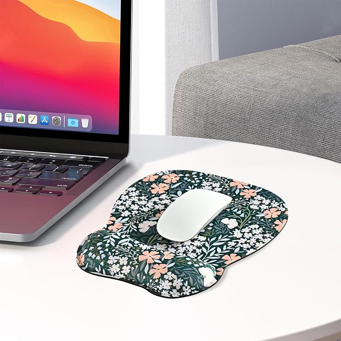 EooCoo Ergonomic Mouse Pad with Wrist Rest, Memory Foam Support Mousepad | Non-Slip Base for Computer, Cafe, Home & Office, 9.64 x 8.26 in Office Desk Accessories, Carpal Tunnel Relief