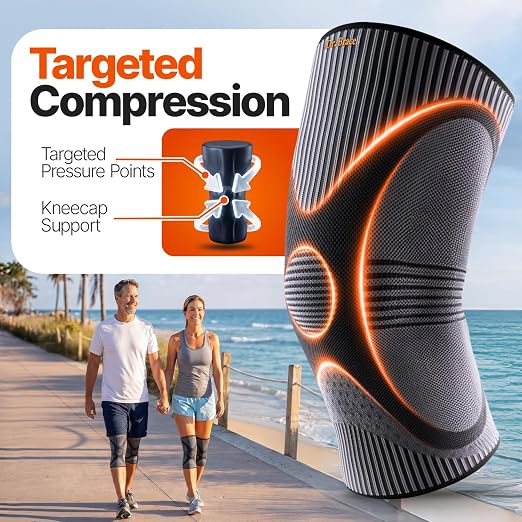 DR. BRACE Elite Compression Knee Brace for Women & Men, (2-Pack) Knee Support Compression Sleeve, Workout Sports Knee Braces for Meniscus Tear, ACL & Arthritis Pain Relief - Check Size Guide Video (Pluto, X-Large)