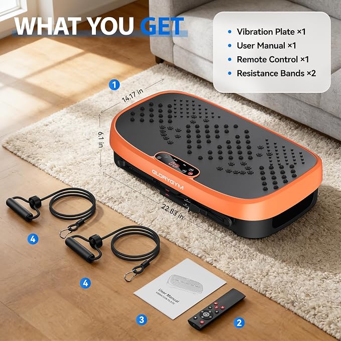 Vibration Plate Exercise Machine for Body Shaker Machine & Weight Loss, Shake Plate with Resistance Bands, 120 Speed Levels, Remote Control, Full Body Workout, Compact Home Gym Equipment