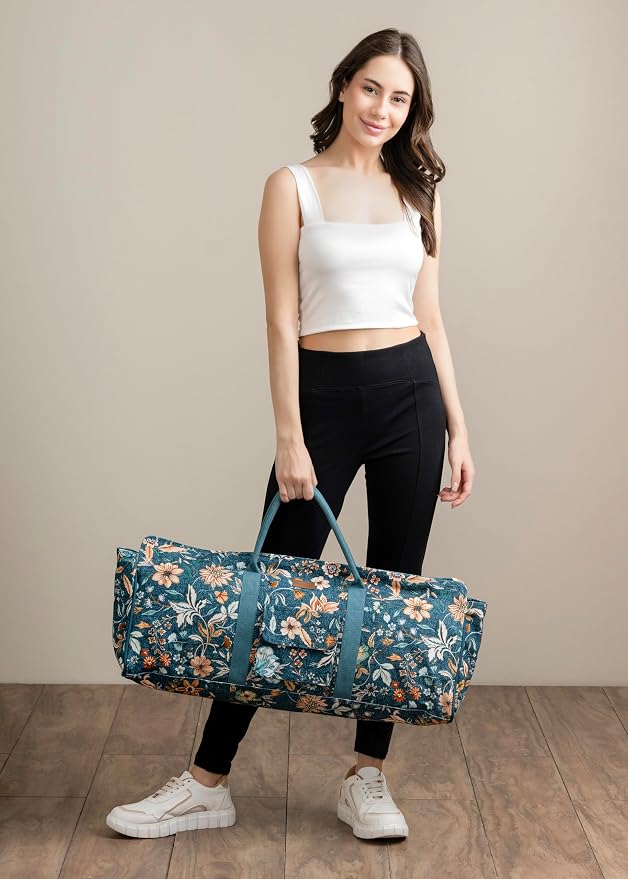Maison d' Hermine Yoga Mat Duffle Bag Gym Tote Yoga Mat Carry Bag | Cylindrical bag for Woman Men Gifts Adjustable shoulder straps with Drawstring Water Bottle Pocket and zipper pocket