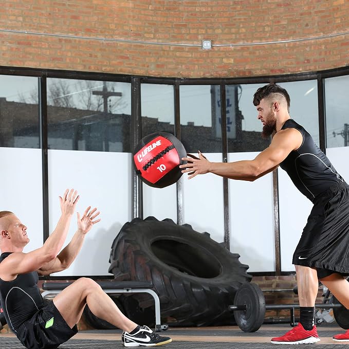 Lifeline Wall Ball Weighted Medicine Ball Core Strength with Sewn Exterior - Coordination, Stability, Cardio, Plyometrics, Crossfit