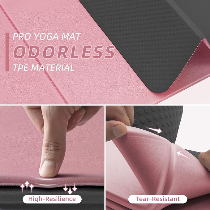ILILI Foldable Yoga Mat 10mm, Extra Thick, Extra Long, 75x26x0.4 Inch, TPE | Non-Slip Grip, Easy Carry&Storage, Comfort Cushion, SGS Safe, Suitable for Yoga, Pilates, Home Exercise&Outdoor Travel