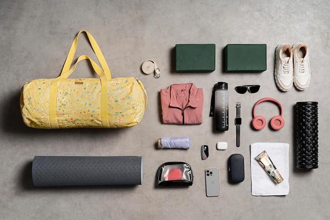Maison d' Hermine Yoga Mat Duffle Bag Gym Tote Yoga Mat Carry Bag | Cylindrical bag for Woman Men Gifts Adjustable shoulder straps with Drawstring Water Bottle Pocket and zipper pocket