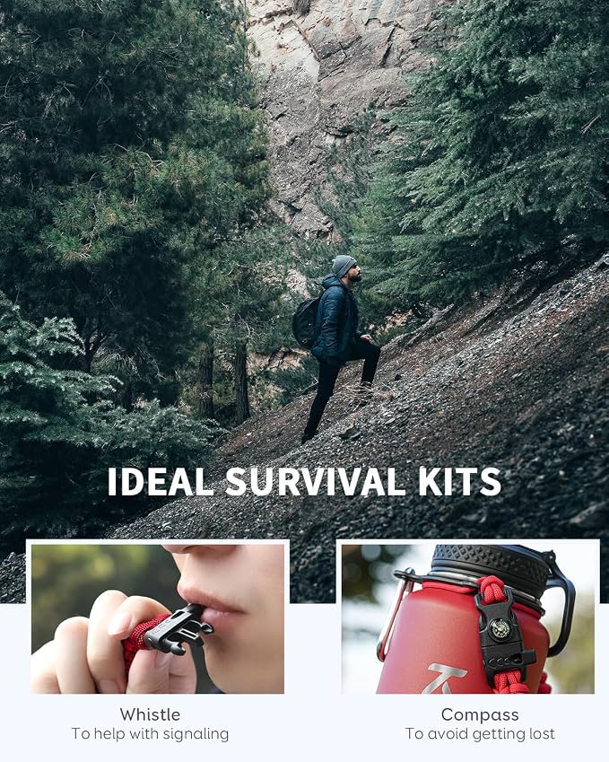 Trebo Water Bottle Insulated 40 oz with 3 Lids, Paracord Handle & Sleeve | Stainless Steel Flask Vacuum, Triple Wall Copper Plated, Dishwasher Safe, Keeps Cold 48Hrs for Hiking, Gym, Wide Mouth