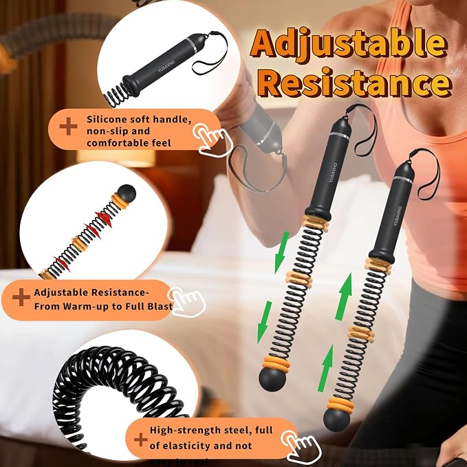 Adjustable Ropeless Battle Ropes for Home Gym for Men & Women, Quiet Air Resistance Heavy Duty Cordless Battle Rope,Exercise Ropes with Variable Resistance, Strength & Low-Impact Cardio for HIIT