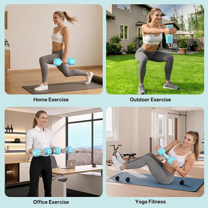 JOROTO 5-in-1 Adjustable Dumbbell Set, 8LB/11LB Pair Adjustable Weights for Women at Home, 1s-Adjust Dual Locking Stable Hand Weights with TPE Soft Handle, Home Gym, Rehab, Pilates, Yoga, Strength Training