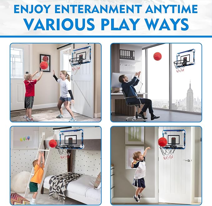 Indoor Mini Basketball Hoops with Powerful Suction Cups for Window and Wall | Wall Mounted Basketball Hoops, Basketball Backboard for Bedroom Office Dorm Room, Outdoor Toy Gifts for Kids and Adults
