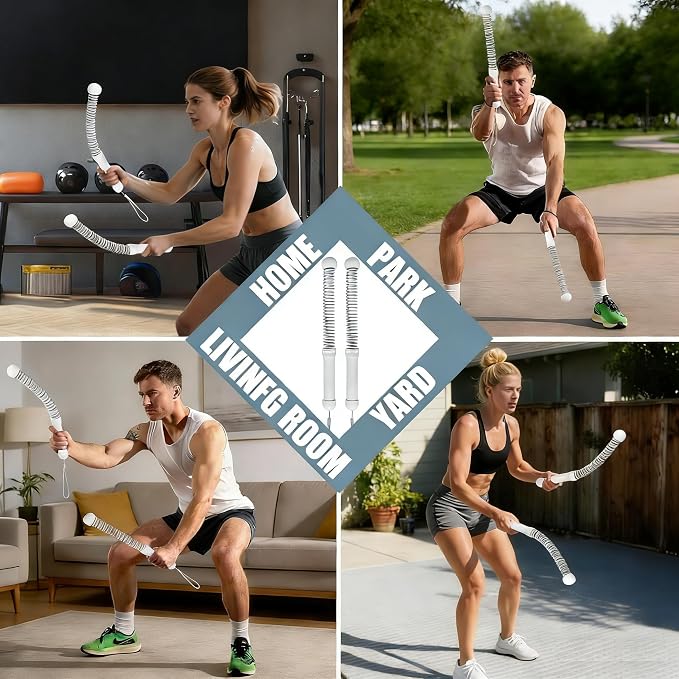 2PCS Weighted Ropeless Battle Ropes for Home Gym, Heavy Duty Arm Exerciser for Strength Training, Portable Battle Rope for Advanced Workouts and Core Muscle Building (Grey 3)