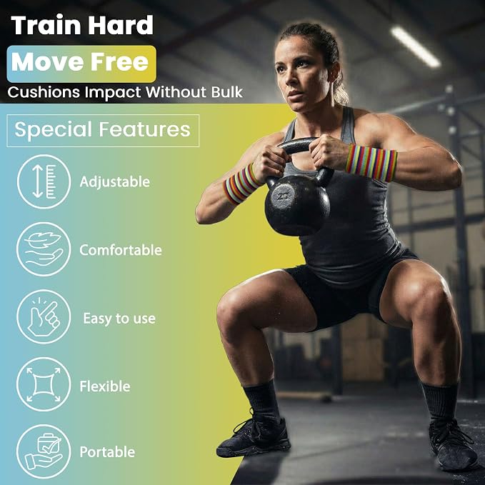 Kettlebell Wrist & Forearm Guards | Impact-Absorbing Wristbands for Kettlebell Training | Protects from Bruises | Breathable & Sweat-Wicking | Unisex Stretch Fit | One Size Fits All (Pair)