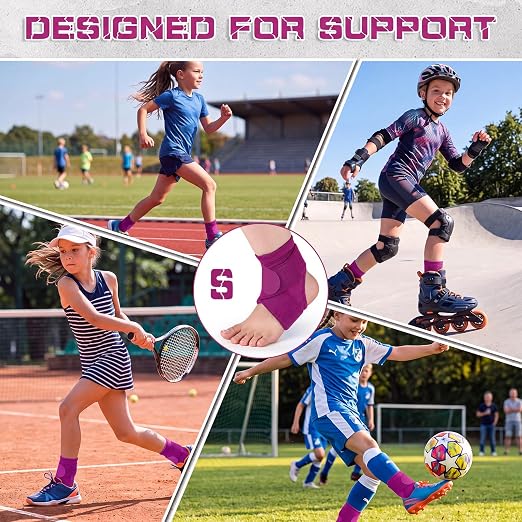Honoson 2 Pcs Ankle Brace Kid Ankle Support Youth Neoprene Lace up Compression Sleeve Foot Brace Stabilizer with Adjustable Strap for Sport Sprained Plantar Fasciitis Achilles Tendonitis(Rose Red,S)
