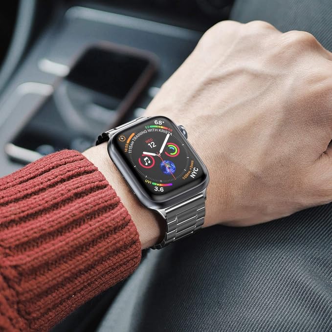 EPULY Compatible with Apple Watch Band 42mm 44mm 45mm 38mm 40mm 41mm Business Stainless Steel Metal Wristband for iWatch SE Series 8 7 6 5 4 3 2 1 for Men Women (Space Grey, 42mm/44mm/45mm) | Stainless Steel Strap Suitable for Business Setting & Everyd...