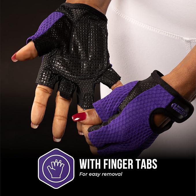 Contraband Pink Label 5307 Womens Designer Workout Gloves | Low Sweat Diamond Mesh Fabric w/Grip-Lock⢠Silicone Palm