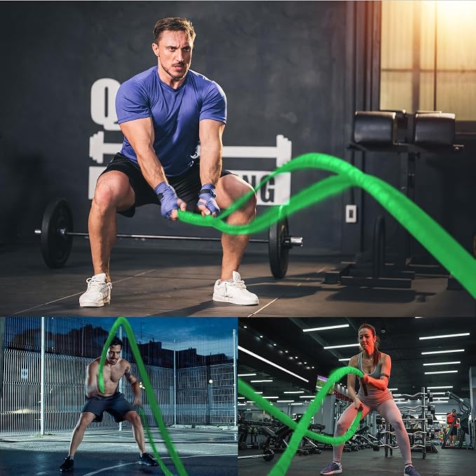 Battle Ropes Green Workout Rope 1.5inch Battle Ropes for Home Gym 30ft Exercise Ropes for Working Out Heavy Ropes for Exercise Training Weighted Rope Weighted Workout Rope Battle Rope