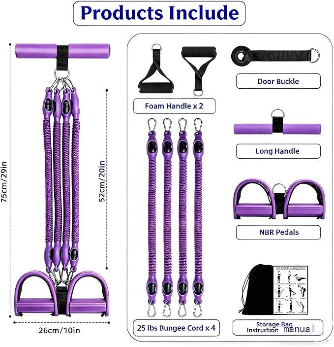 Resistance Band with Handle 100LBS Pedal Resistance Bands for Pilates Yoga Physical Therapy Leg,Abdomen,Waist,Arm,Workout Bands Exercise Resistance Bands Set for Women
