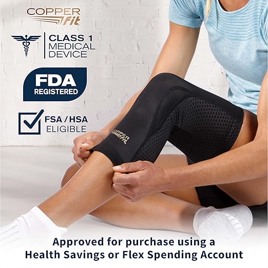 Copper Fit PRO Recovery Knee Compression Sleeve | Knee compression sleeve for arthritis support, knee pain relief, joint stability, and recovery support.