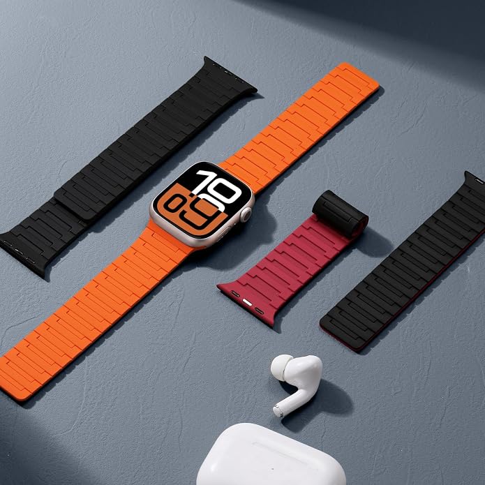 SNBLK Magnetic Watchband Compatible with Apple Watch for Men 44mm 45mm 46mm 49mm 42mm 41mm 40mm 38mm Women, Silicone Sport Strong Magnet Strap for iWatch Series 11 Ultra 3 Ultra 2 Se 10 9 8 7 6 5 4 1