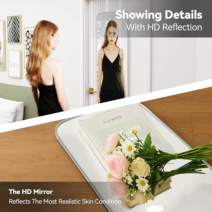 SCWF-GZ 57x16 Full Length Mirror Over The Door Hanging, Floor Stand/Wall Mounted Aluminum Alloy Frame Dressing Mirror for Bedroom Living Room 57 inch Silver