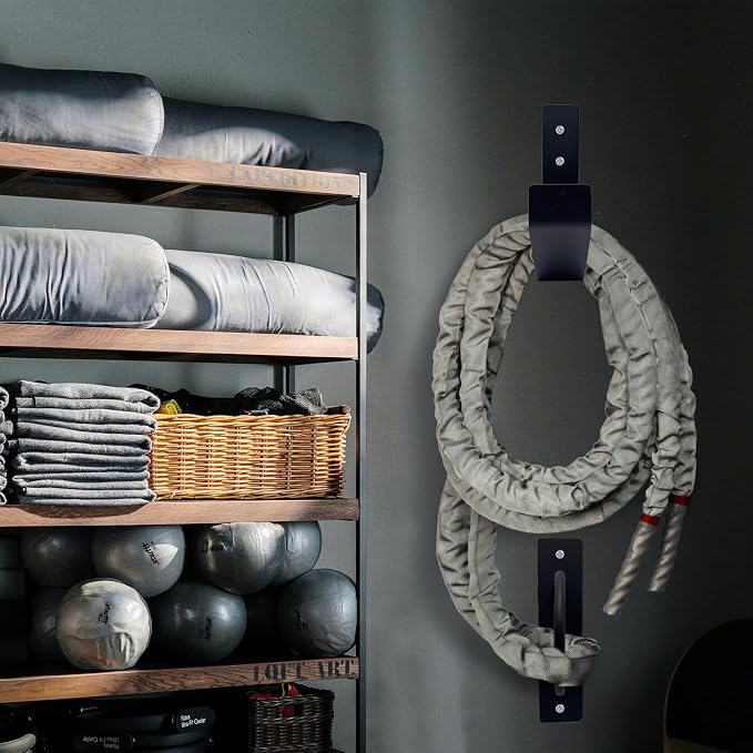 Heavy Duty Battle Rope Anchor Kit Wall Mount | Wall Anchor & Storage Hook for 30-50FT 1-2.5 Inch Battle Ropes, Multi-Functional Wall Bracket for Home Commercial Gym Garage