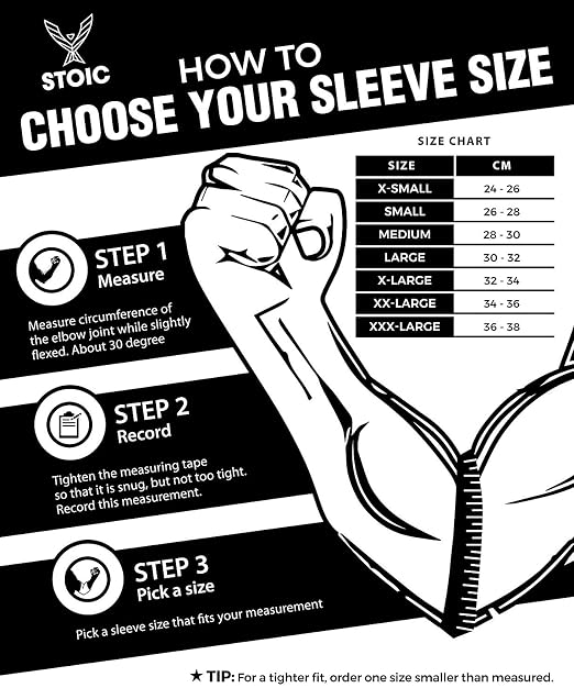 Stoic Elbow Sleeves for Powerlifting - 7mm + 5mm Thick Neoprene Sleeve for Bodybuilding, Weight Lifting Best for Squats, Cross Training, Strongman Professional Quality & Ultra Heavy Duty (Pair)