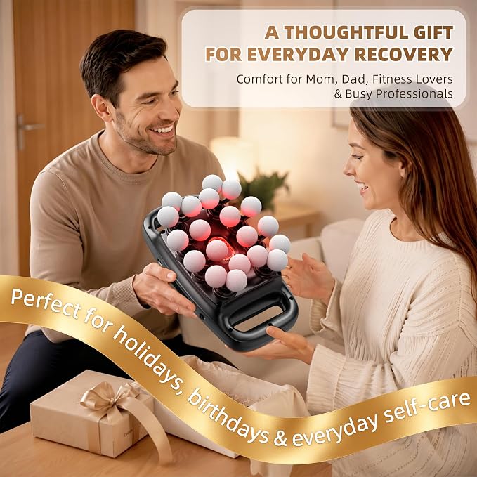 Muscle Massage Gun, Percussion Multiple Head for Shoulder Pain Relief | 20 Head Deep Tissue, 3 Modes & 99 Levels, Quiet, Portable for Back Neck Legs & Arms, Full Body Relaxing Gifts for Mom