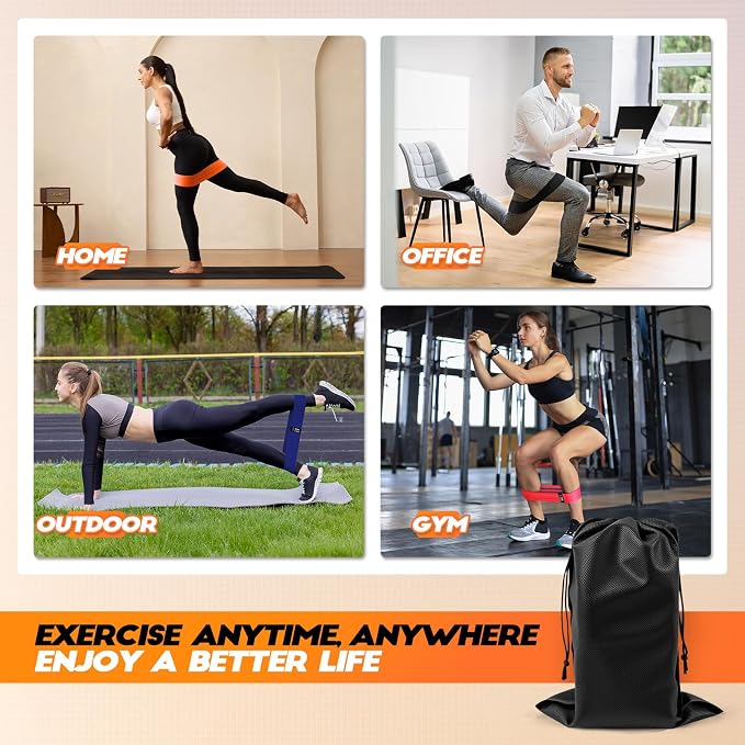 Lianjindun Booty Resistance Bands for Legs & Glutes, Non-Slip Workout Set | Exercise Bands for Working Out, Pilates, Yoga, Home Gym, Booty, Leg, Heroic/Strong/Medium/Light Fabric Loops for Women Men