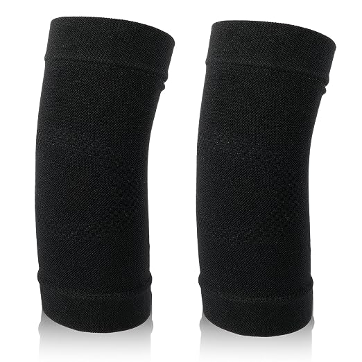 Ptwola Elbow Compression Sleeve Nylon Comfort Tennis Elbow Support Brace Breathable Fitness Sports Arm Joint Protection for Women Men Workouts Tendonitis Tennis Volleyball Golf (Black)