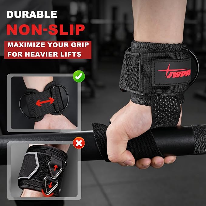 Lifting Straps With D Ring for Weightlifting, Cable Machine, Comfortable Wrist Brace Enhanced Grip for Gym Wrist Straps for Men Woman