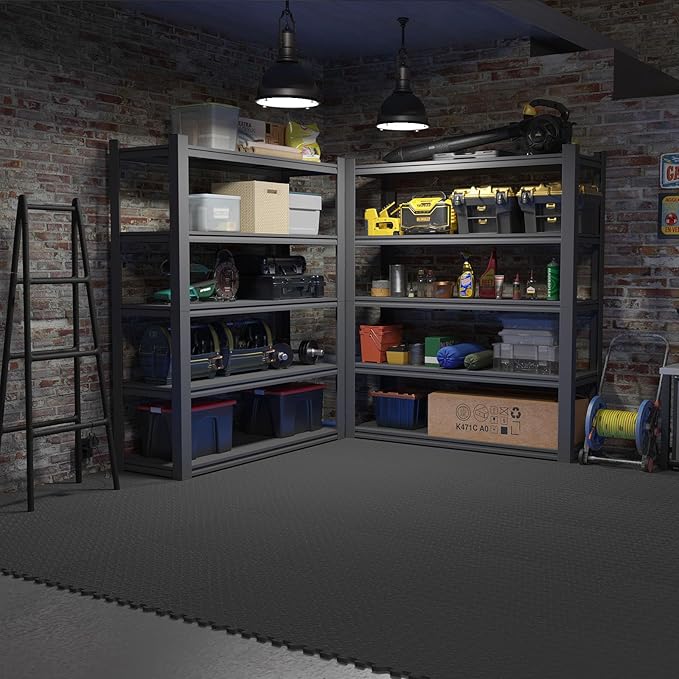 36 Pack 144 sqft Home Gym Mat, Puzzle Exercise Mat, EVA Interlocking Foam Floor Tiles for Home Workout Equipment and Kids' Play Areas - Blue, 24 in x 24 in x ½ in - (Black, 36 Pack (144 SQ FT))
