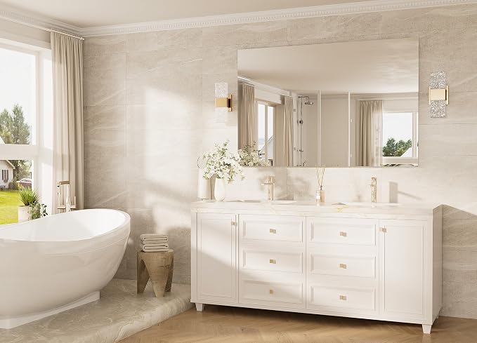 55x36 Frameless Bathroom Vanity Mirrors for Over Sink, Modern Rectangle Bathroom Mirrors for Wall with Polished Edge Shatterproof Decorative Mirror for Bedroom, Living Room, Entryway