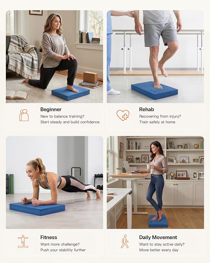 StrongTek Foam Balance Pad, High-Density TPE, 15.8 x 13 x 2 in, Non-Slip | Water-Resistant, Supportive Cushioning, Kneeling Support, Core Strength and Stability Training, Physical Therapy and Yoga