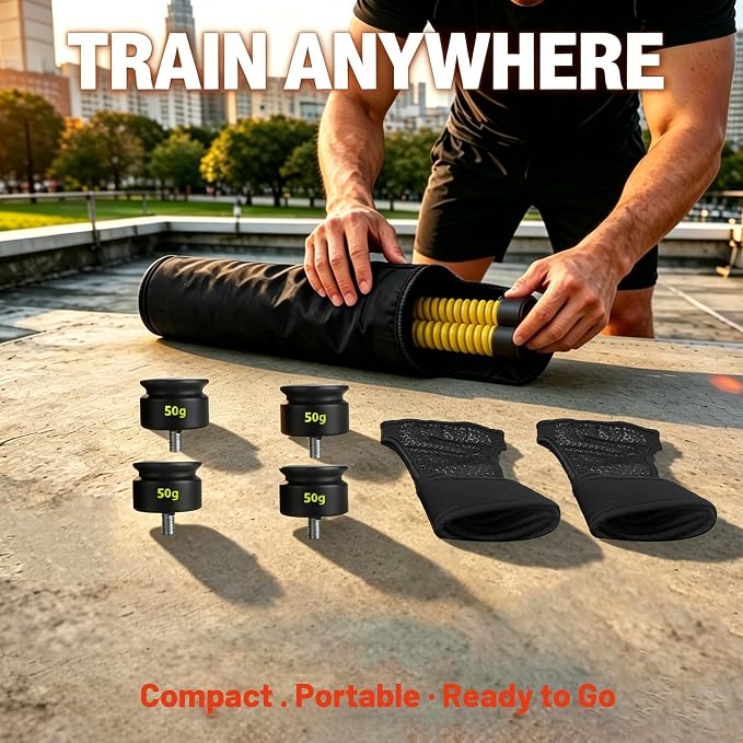 Cordless Battle Ropes with Adjustable Weights Blocks, Portable Ropeless Workout Equipment for Home Gym, Full Body Strength & HIIT Training, Cardio Exercise Rope with Gloves & Storage Bag