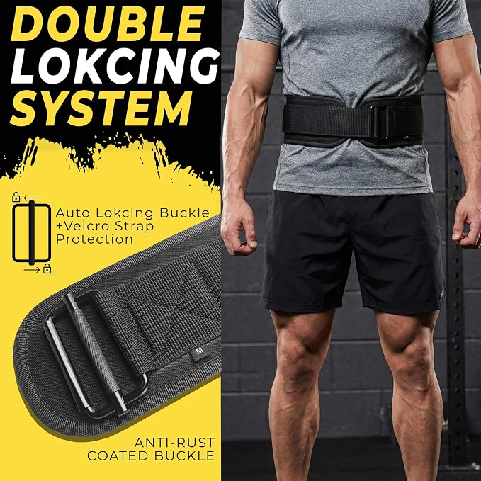 Weight Lifting Belt, 7.5 Inch Auto-Lock Back Support for Powerlifting, Cross Training, Fitness, Workout