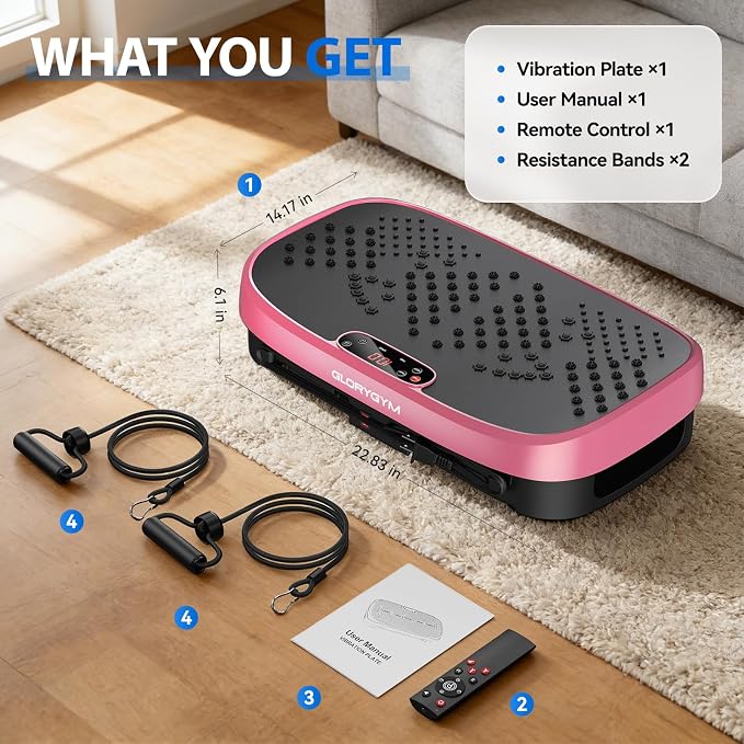 Vibration Plate Exercise Machine for Body Shaker Machine & Weight Loss, Shake Plate with Resistance Bands, 120 Speed Levels, Remote Control, Full Body Workout, Compact Home Gym Equipment