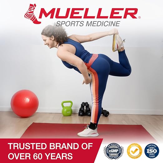 MUELLER Sports Medicine Adjustable Ankle Brace for Men and Women, Ankle Stabilizer for Compression and Pain Relief Support, Ideal for Sprains, Strains, Arthritis, Black, One Size