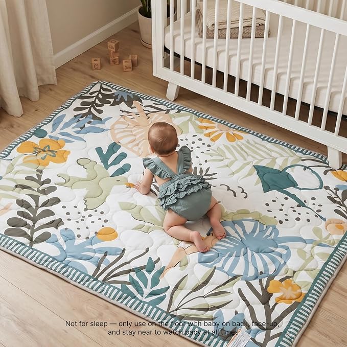 Momcozy Baby Play Mat for Floor, 59"x71" Thickened Playpen Mat | Playmate for Baby Tummy Time, Waterproof & Non-Slip, Foldable Outdoor Mat with Carrying Handle, Forest World