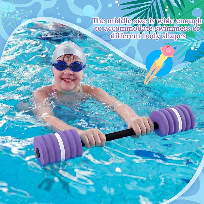 Soulchen Long Aquatic Exercise Dumbbells Pool Exercise Foam Water Weights Dumbbell Aquatic Pool Barbells with High Density EVA Foam for Swim Water Aerobics Workouts Loss