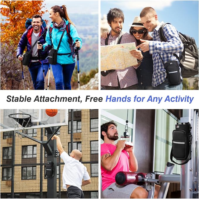Nuovoware Magnetic Gym Bag, 25oz/32oz, Black+White | Adjustable Shoulder Strap, Magnets Magnetic Gym Bag, Bottle Pouch Sling, 2 Pocket, Neoprene Organizer Sleeve