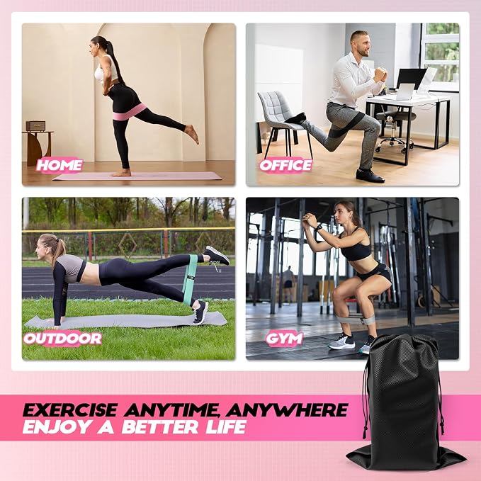 Lianjindun Booty Resistance Bands for Legs & Glutes, Non-Slip Workout Set | Exercise Bands for Working Out, Pilates, Yoga, Home Gym, Booty, Leg, Heroic/Strong/Medium/Light Fabric Loops for Women Men